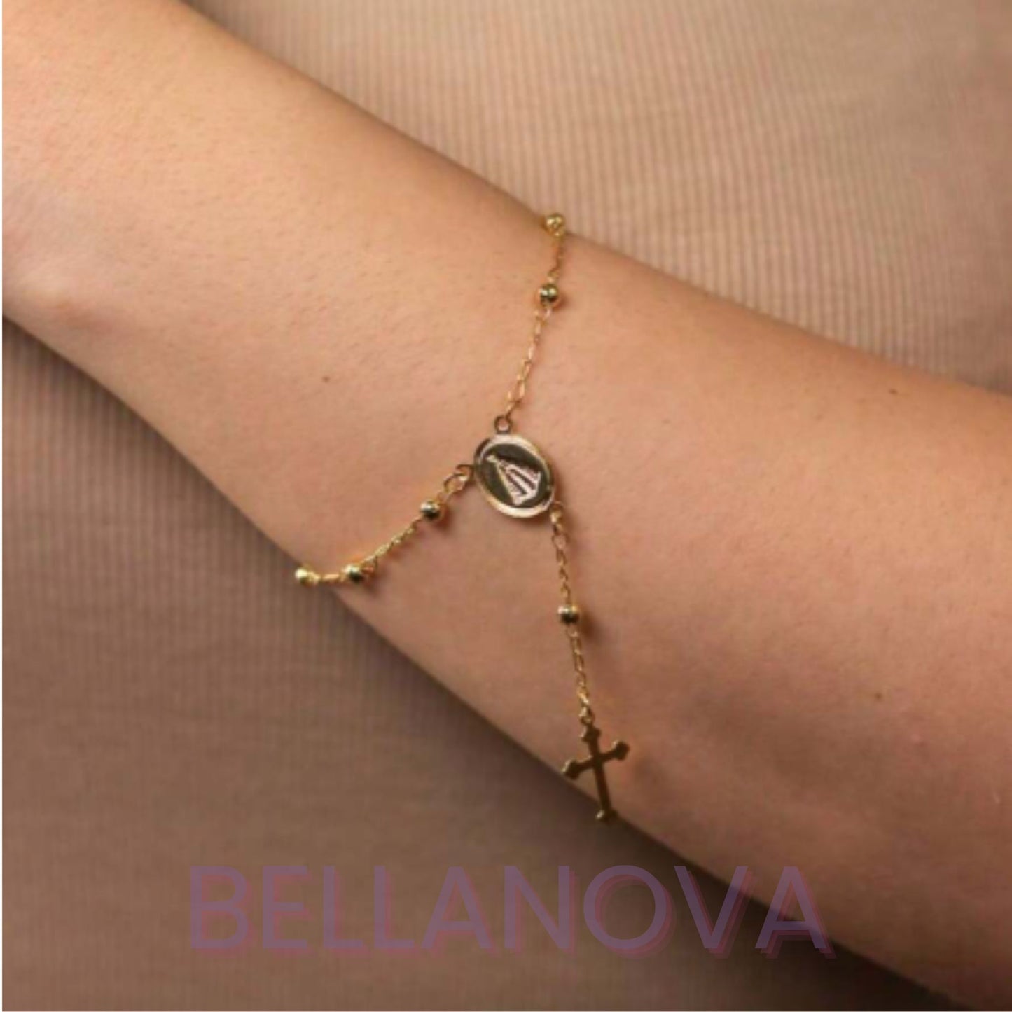 Pulseira Terço de Mão - Folheado a Ouro 18k + FRETE GRÁTIS