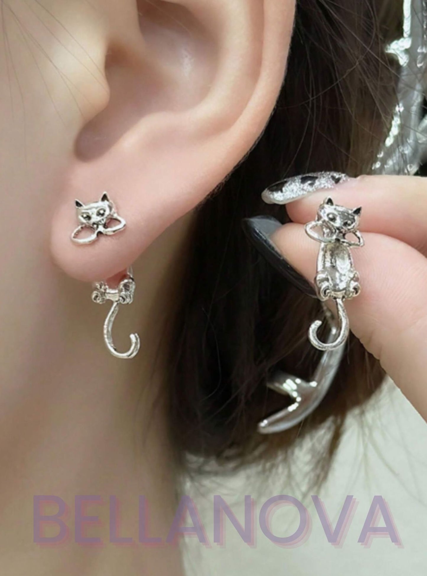 Brinco 2 em 1 Gato - Folheado a Ouro 18k+ FRETE GRÁTIS