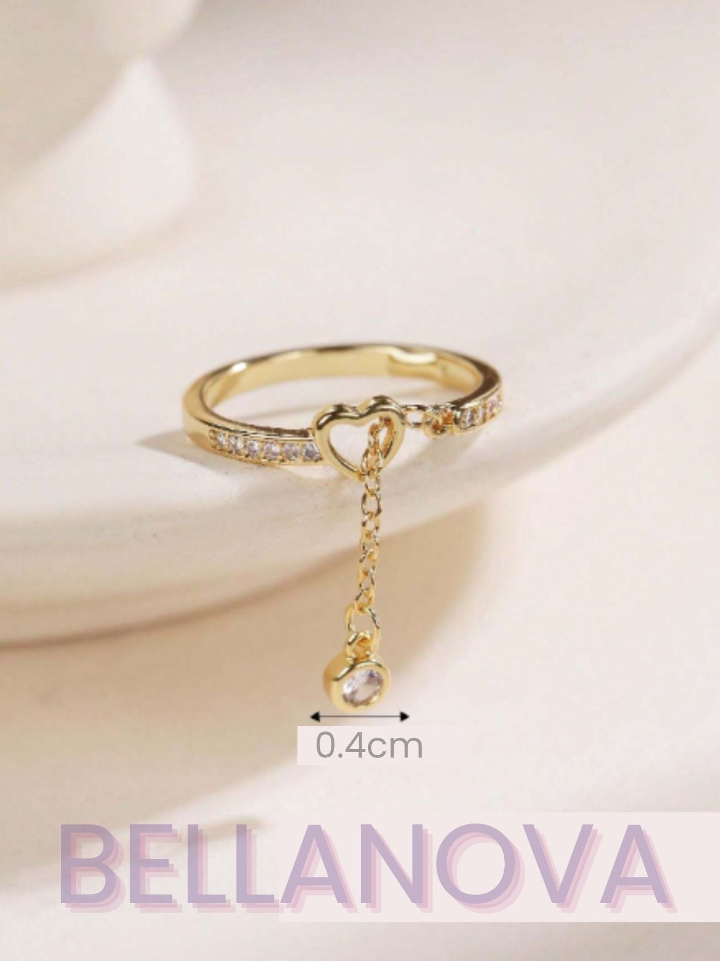 OLIVIA PADANO X BELLA NOVA | Anel Coração Ponto Luz Swarovski - Folheado a Ouro 24k+ FRETE GRÁTIS