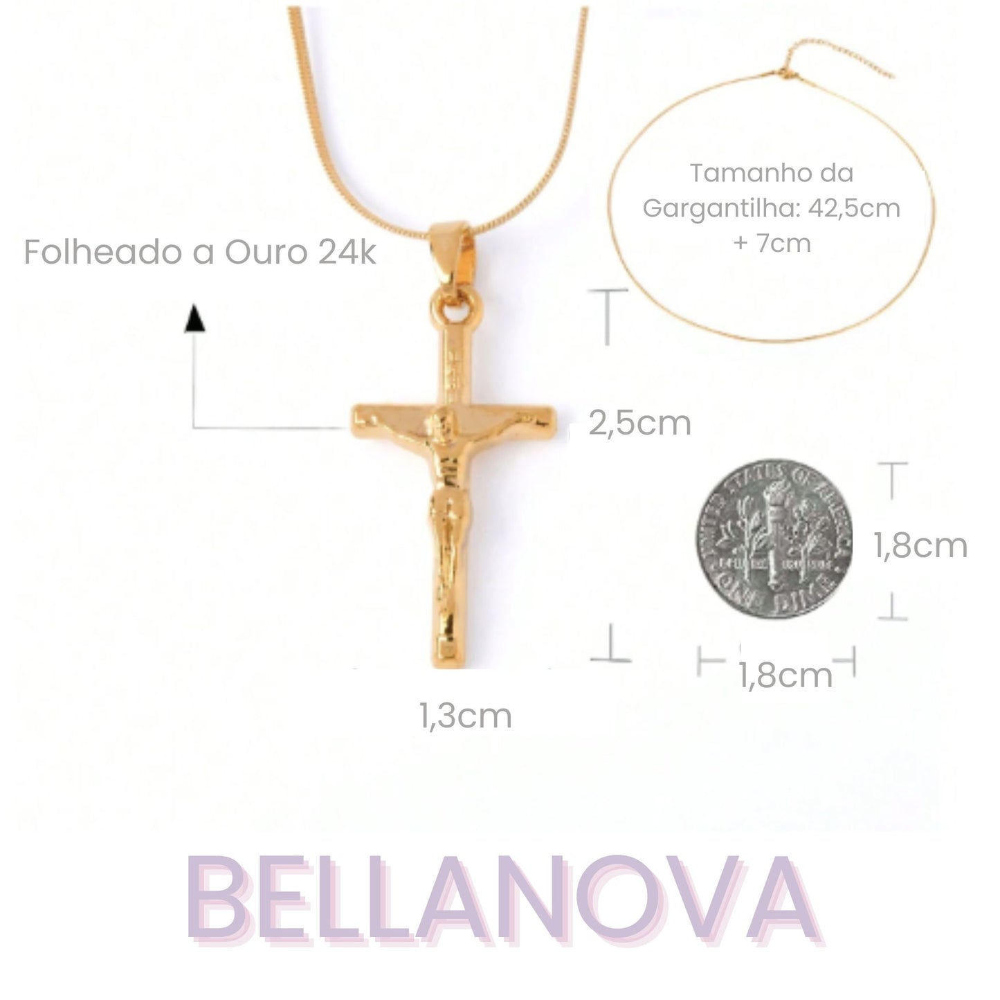 OLIVIA PADANO X BELLA NOVA | Gargantilha com Pingente Sagrado Jesus - Folheado a Ouro 24k+ FRETE GRÁTIS