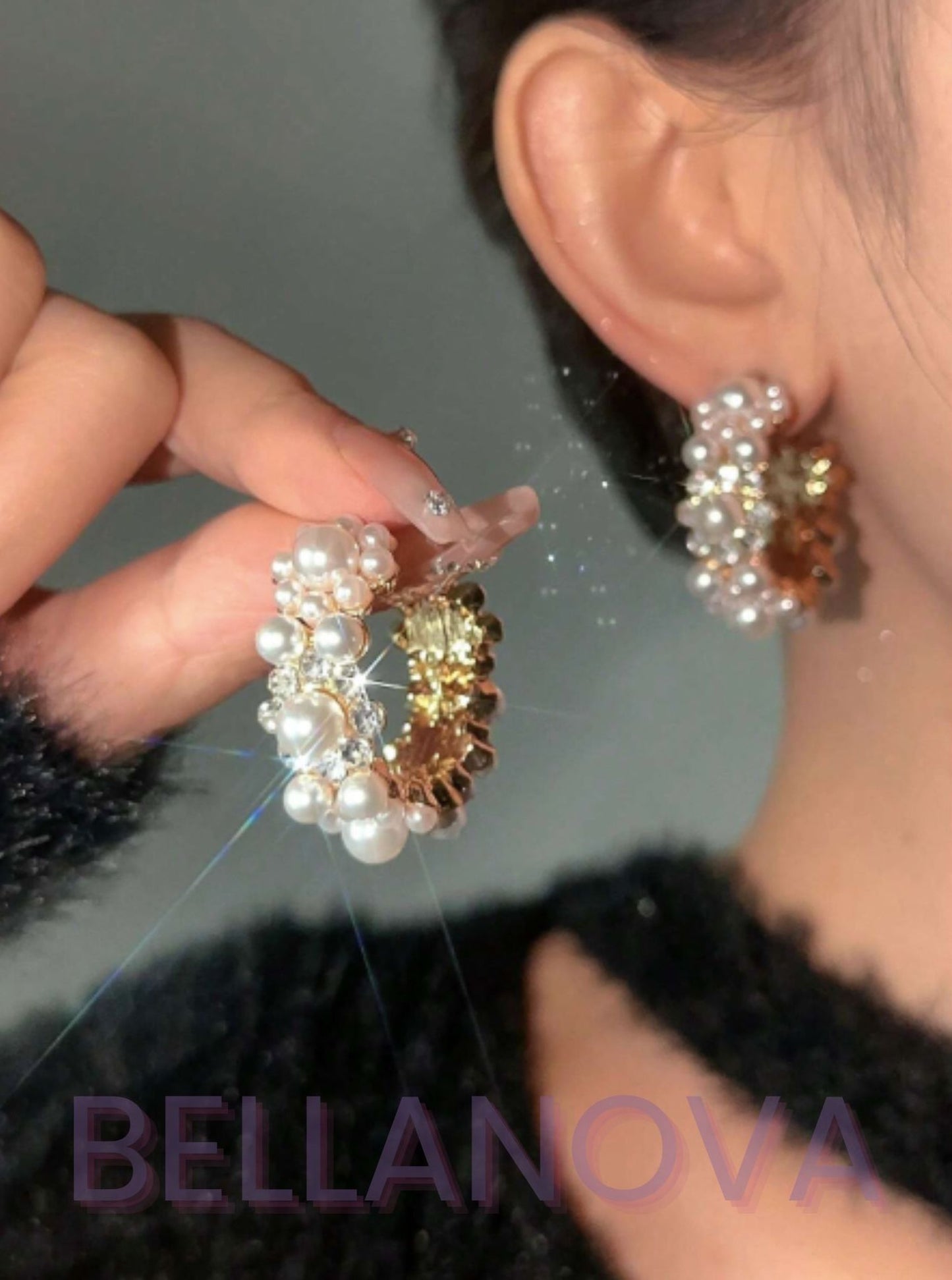 Brincos Argola Pérolas e Zircônias - Folheado a Ouro 18k + FRETE GRÁTIS