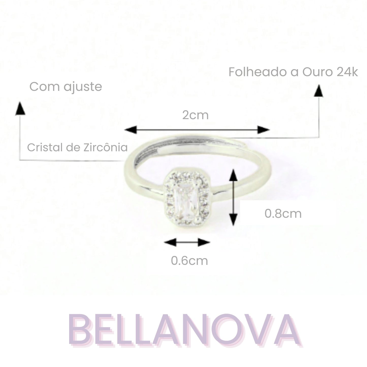 OLIVIA PADANO X BELLA NOVA | Anel Princesa Swarovski Ajustável - Folheado a Ouro 24k+ FRETE GRÁTIS