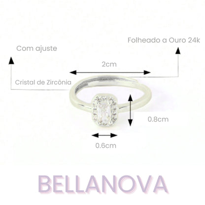 OLIVIA PADANO X BELLA NOVA | Anel Princesa Swarovski Ajustável - Folheado a Ouro 24k+ FRETE GRÁTIS