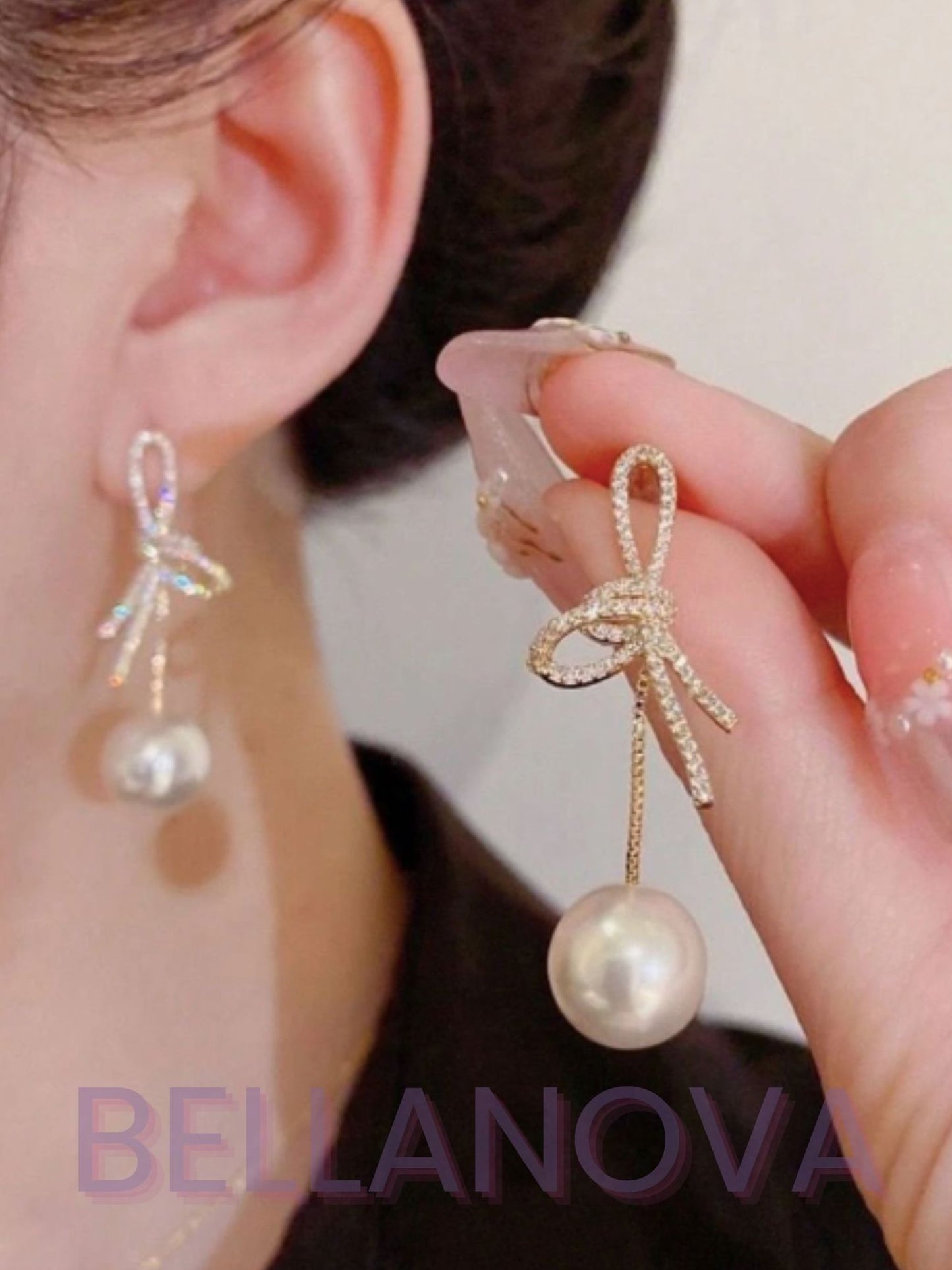 Brincos Virgínia - Laços e Pérolas de Zircônia - Folheado a Ouro 18k + FRETE GRÁTIS