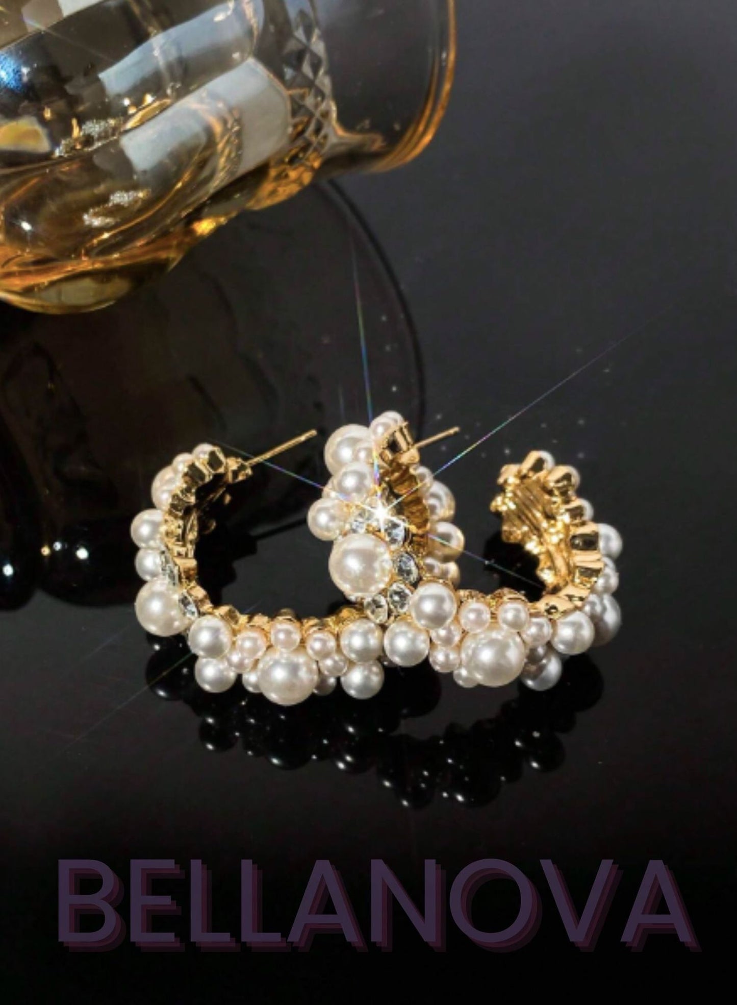 Brincos Argola Pérolas e Zircônias - Folheado a Ouro 18k + FRETE GRÁTIS