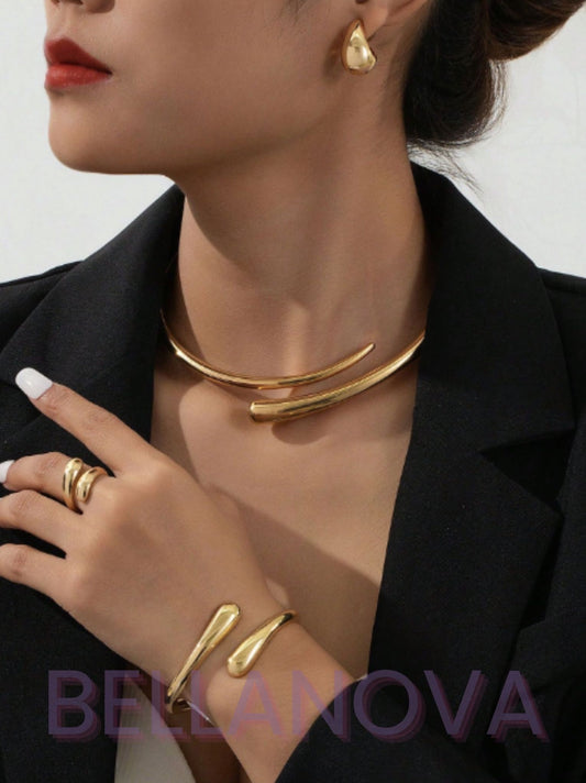 Kit 4pçs Minimalista Chic - Folheado a Ouro 18k + FRETE GRÁTIS