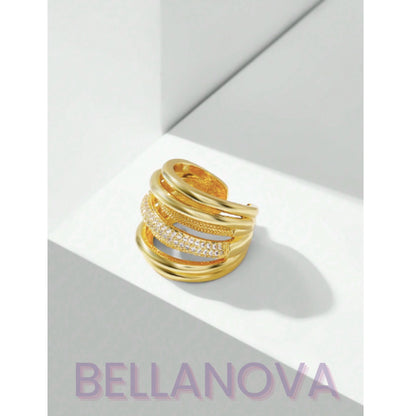 Anel Camadas Swarovski™ - Folheado a Ouro 18K+ FRETE GRÁTIS