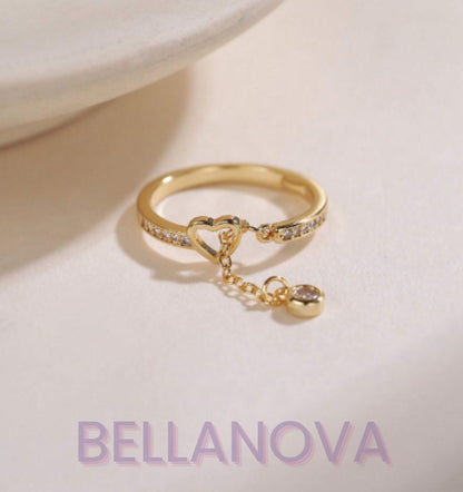 OLIVIA PADANO X BELLA NOVA | Anel Coração Ponto Luz Swarovski - Folheado a Ouro 24k+ FRETE GRÁTIS