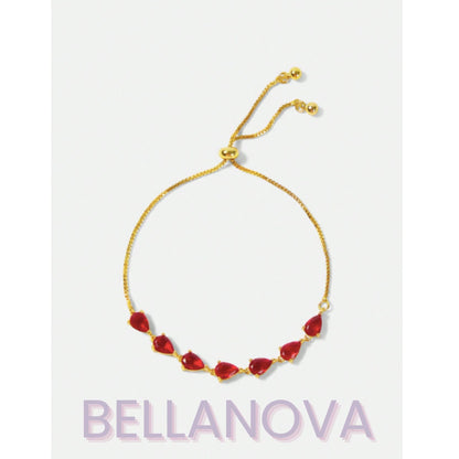 FILIPPA MONTEIRO X BELLA NOVA | Pulseira Ajustável Swarovski e Rubi - Folheado a Ouro 18K+ FRETE GRÁTIS