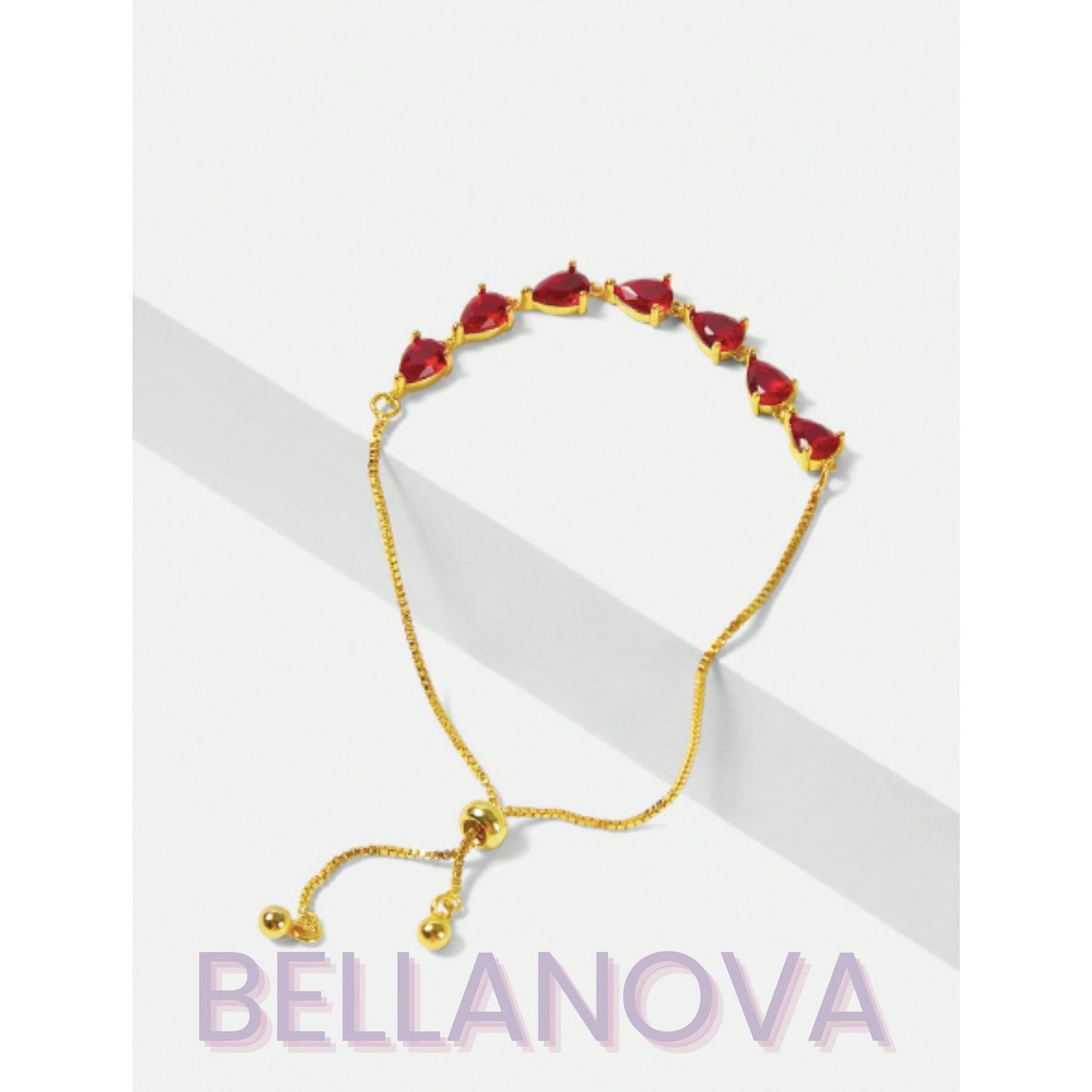 FILIPPA MONTEIRO X BELLA NOVA | Pulseira Ajustável Swarovski e Rubi - Folheado a Ouro 18K+ FRETE GRÁTIS