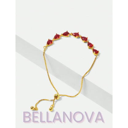 FILIPPA MONTEIRO X BELLA NOVA | Pulseira Ajustável Swarovski e Rubi - Folheado a Ouro 18K+ FRETE GRÁTIS