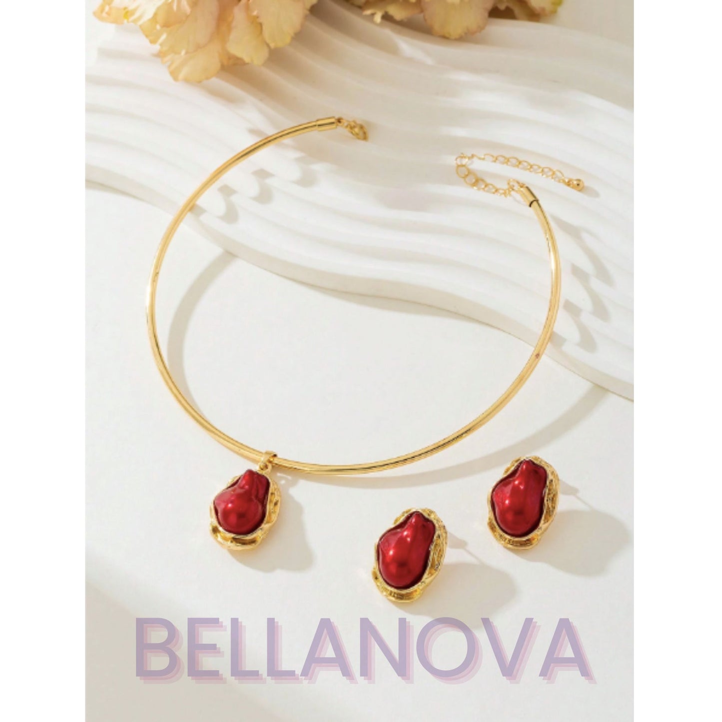 Kit 3pçs Rubi Indiano - Folheado a Ouro 18k + FRETE GRÁTIS