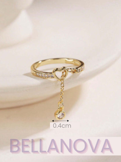 OLIVIA PADANO X BELLA NOVA | Anel Coração Ponto Luz Swarovski - Folheado a Ouro 24k+ FRETE GRÁTIS