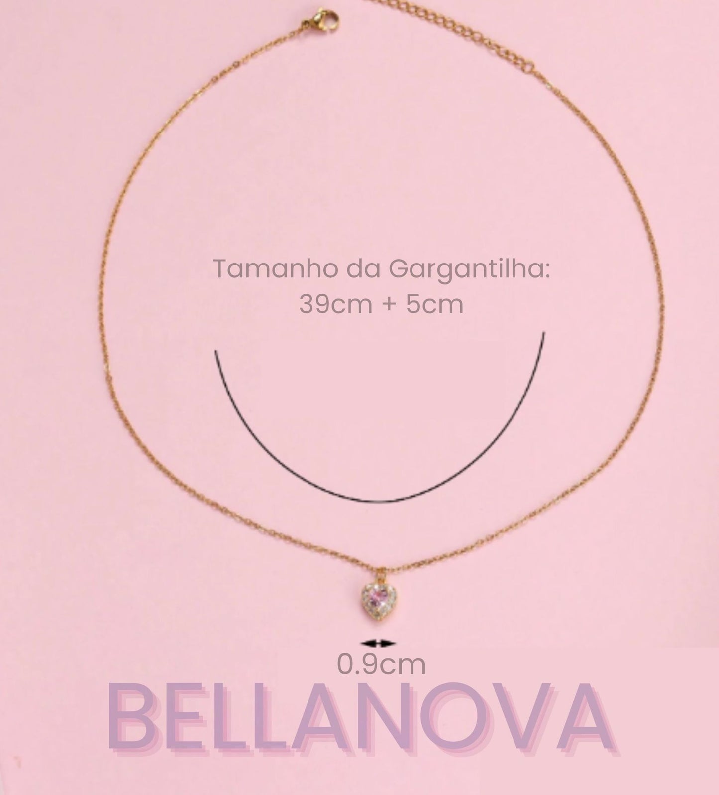 OLIVIA PADANO X BELLA NOVA | Gargantilha Coração Rosa Swarovski - Folheado a Ouro 24k+ FRETE GRÁTIS