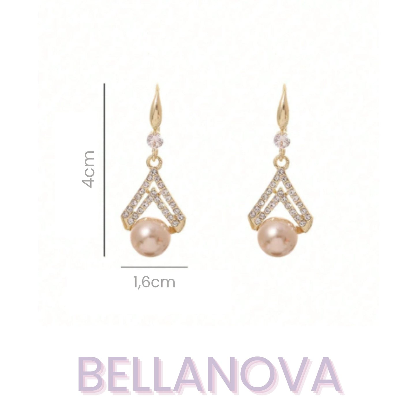 Brincos Pérolas Rosé e Zircônias - Folheado a Ouro 18k + FRETE GRÁTIS