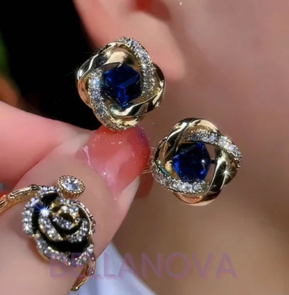 Brincos Roses Zircônias - Folheado a Ouro 18k + FRETE GRÁTIS