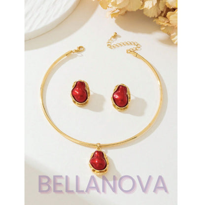 Kit 3pçs Rubi Indiano - Folheado a Ouro 18k + FRETE GRÁTIS