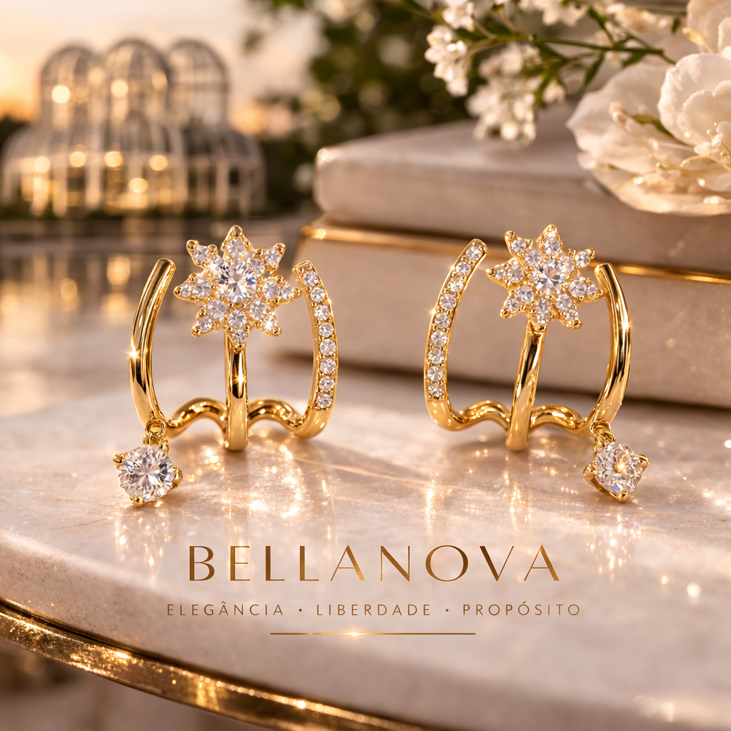 Brincos 3 Pontas™ - Folheado a Ouro 18k + FRETE GRÁTIS